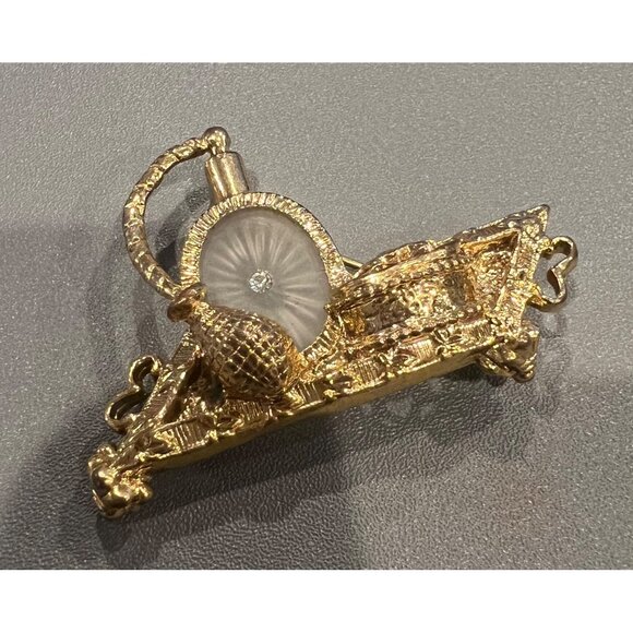 1928 Goldtone Rhinestone Brooch Vanity Tray With Perfume‎ Camphor Glass Elegant - Picture 2 of 8